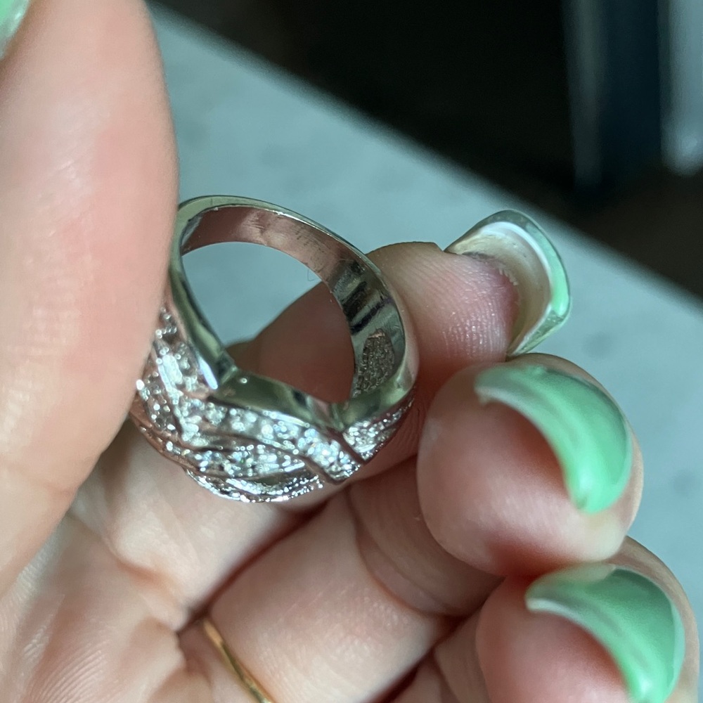 Sterling Silver White Cubic Zirconia Infinity Knot Ring - Picture 9 of 13